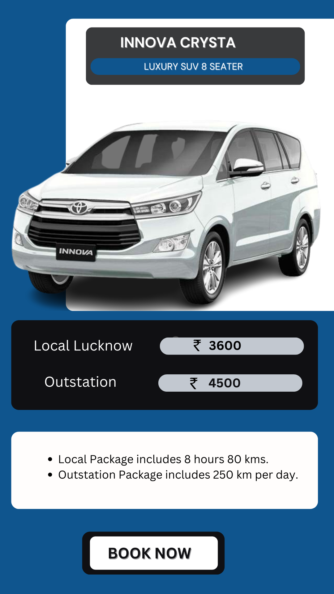 Hire innova Crysta in Lucknow