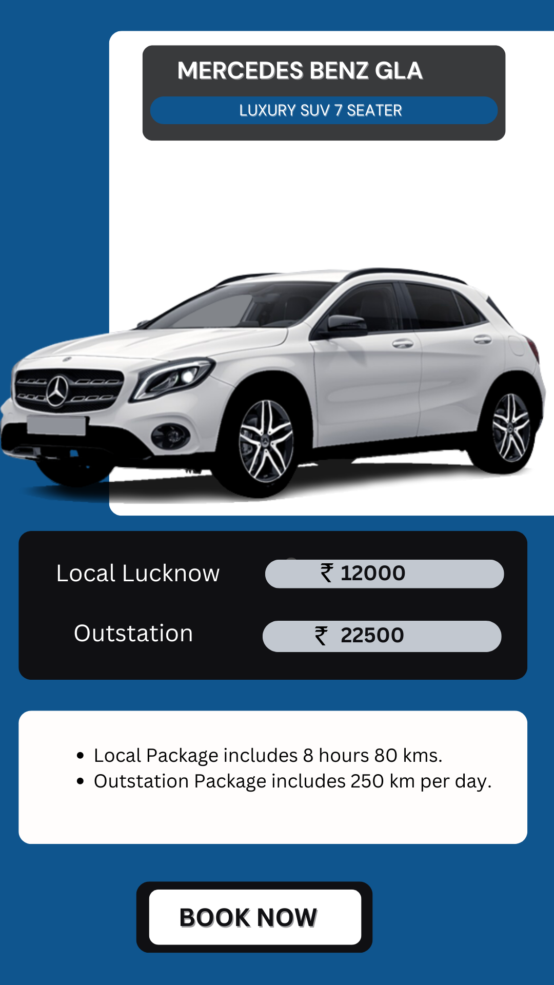 Hire Mercedes GLA in Lucknow