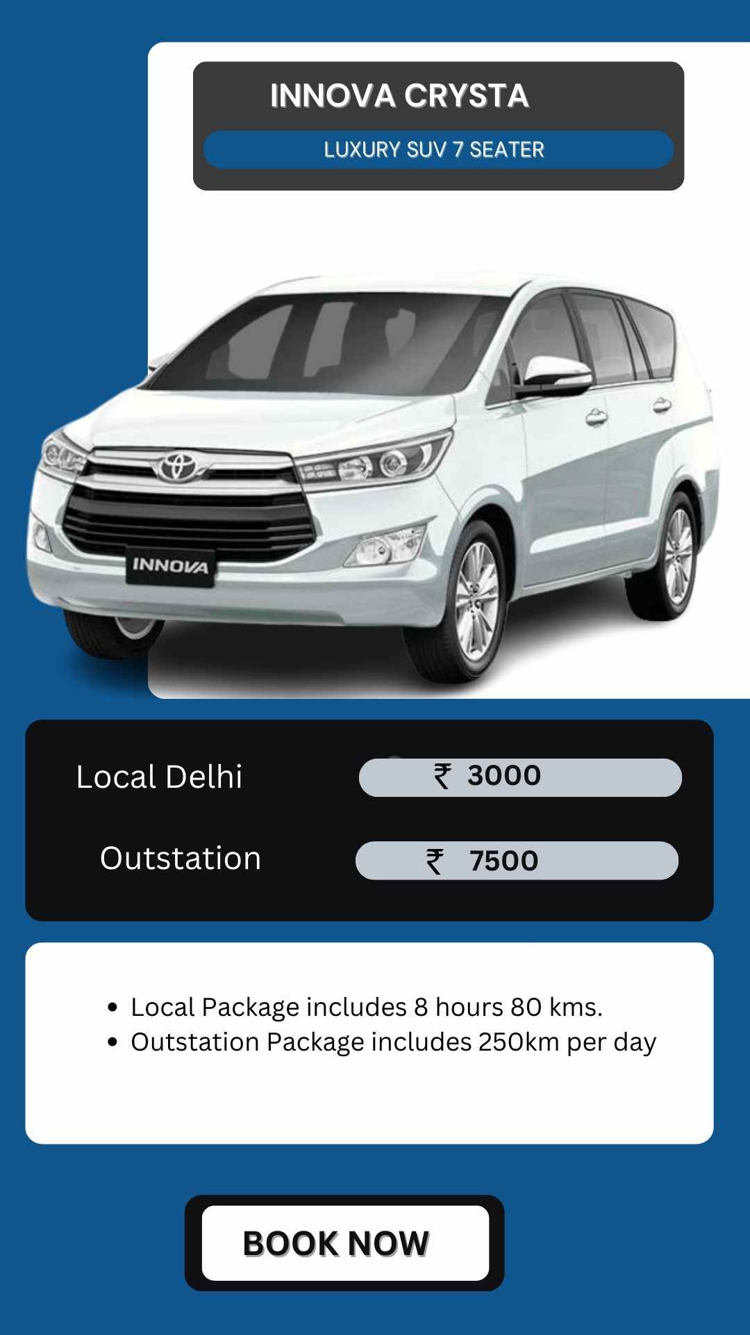 Rent Innova Crysta in Delhi