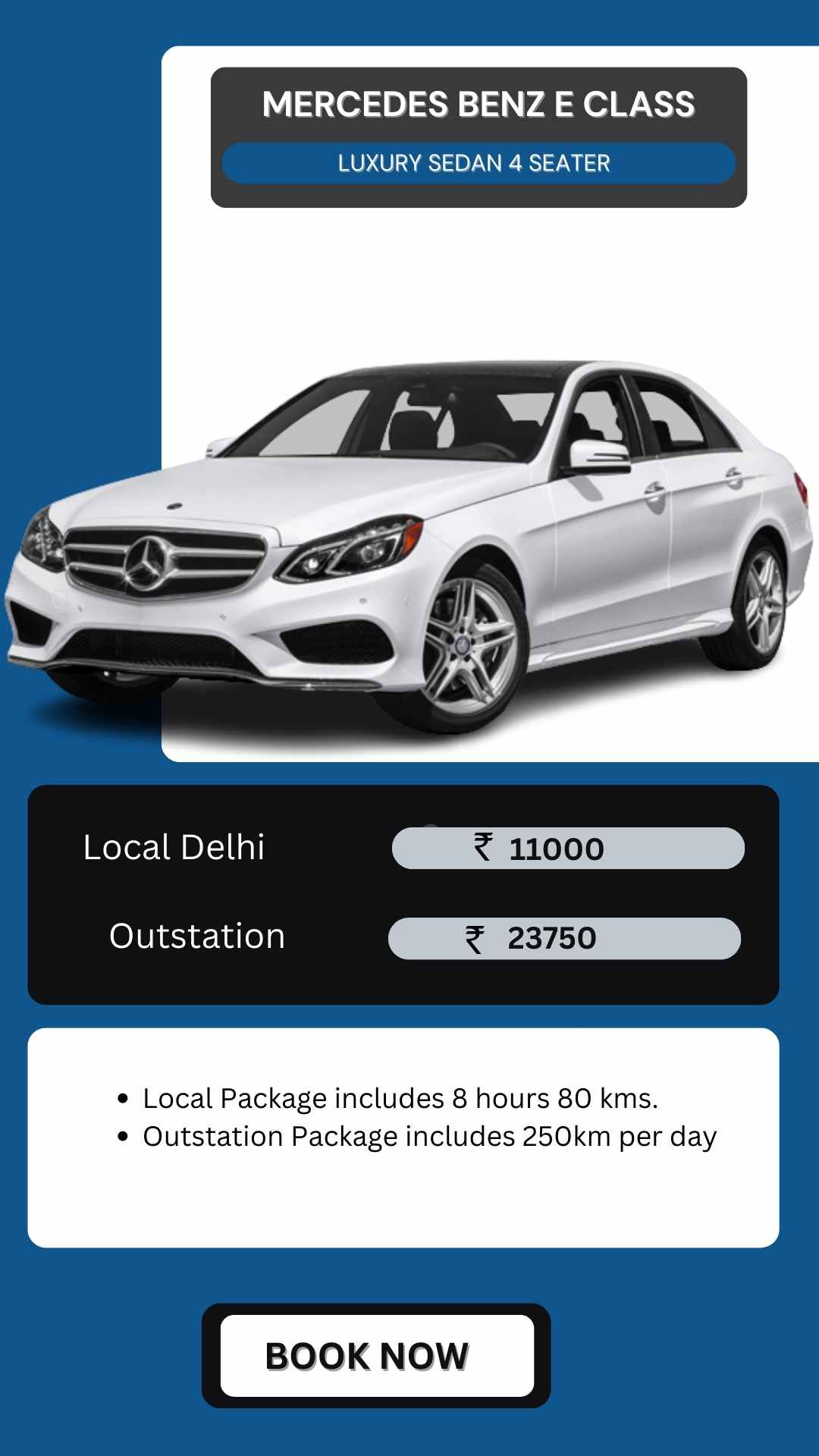 Rent Mercedes Benz E Class in Delhi