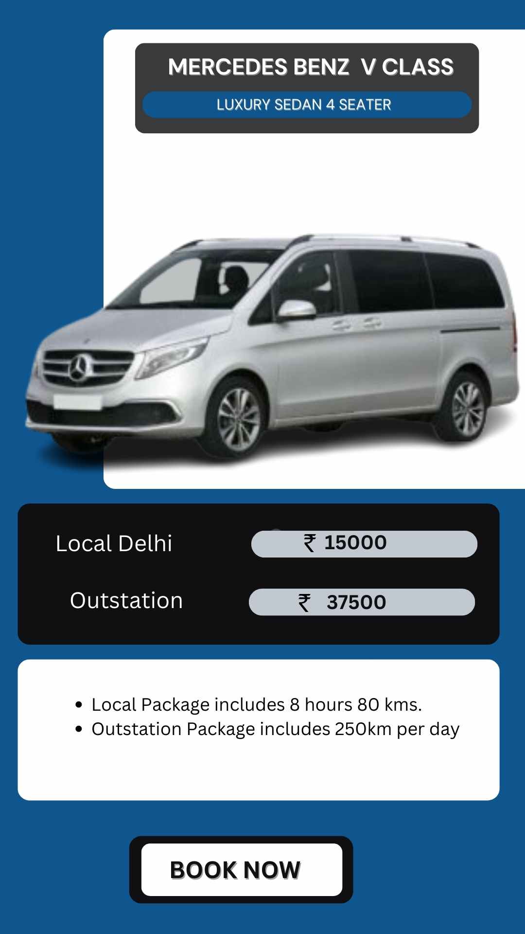 Mercedes Benz V Class on Rent in Delhi