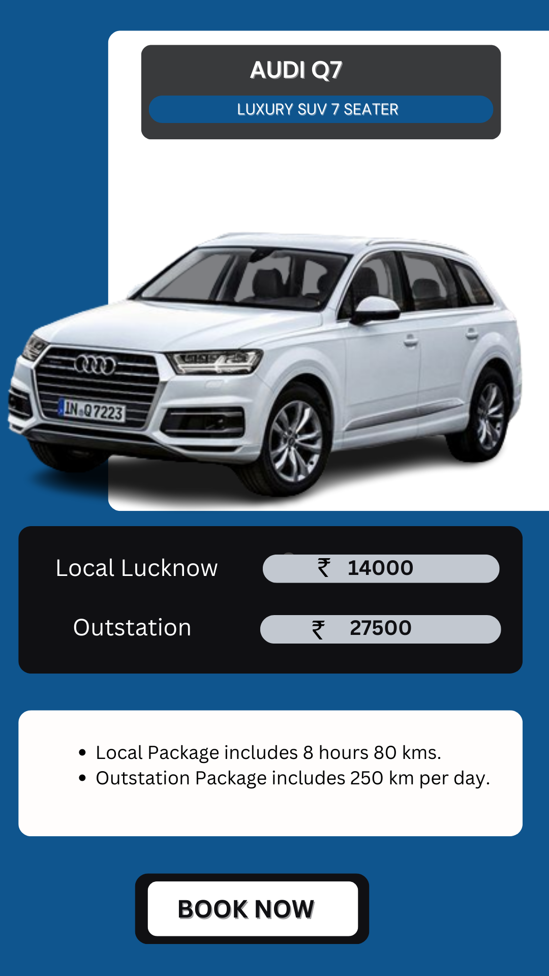 Hire Audi Q7 in Lucknow