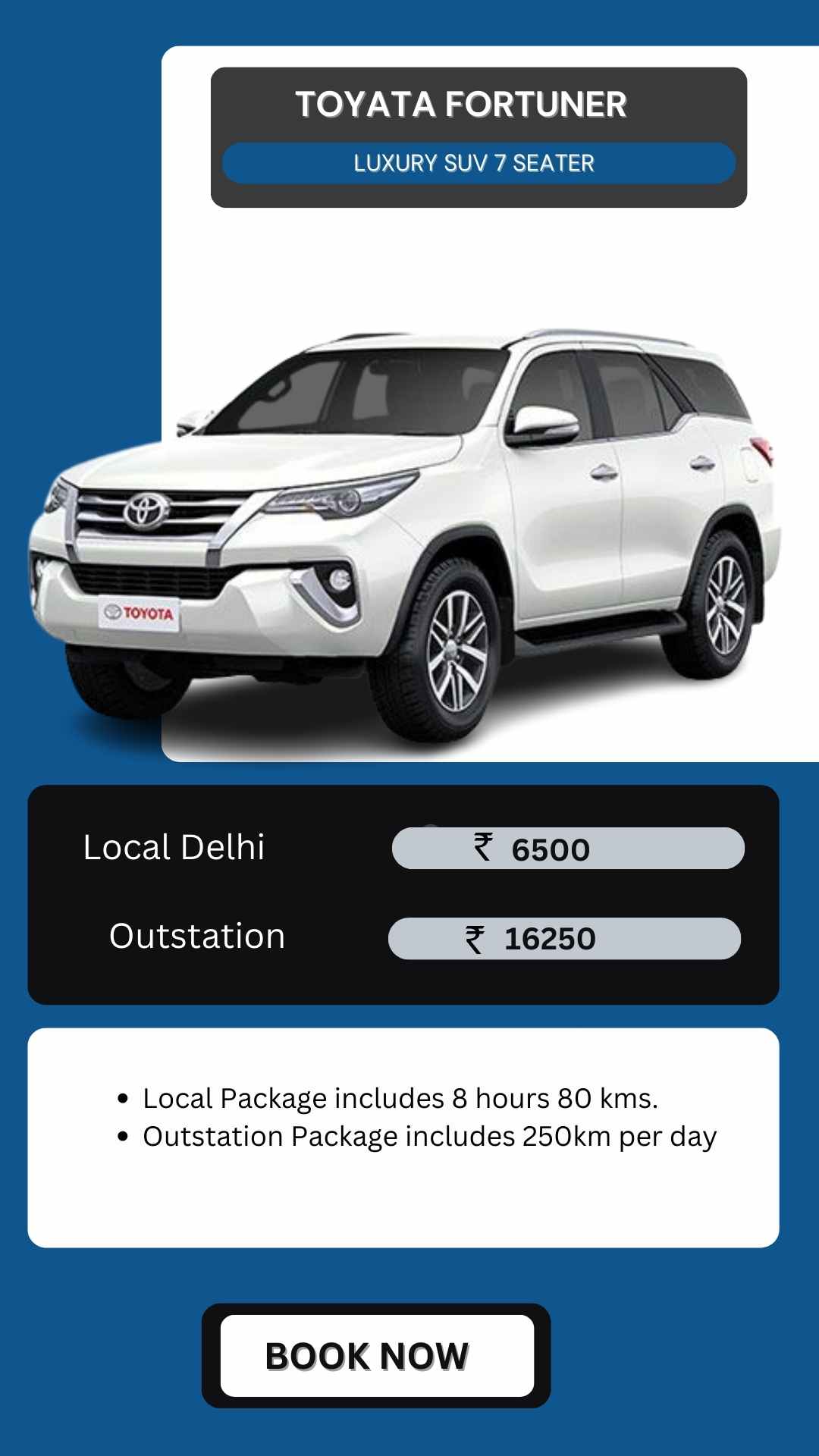 Hire Fortuner in Delhi